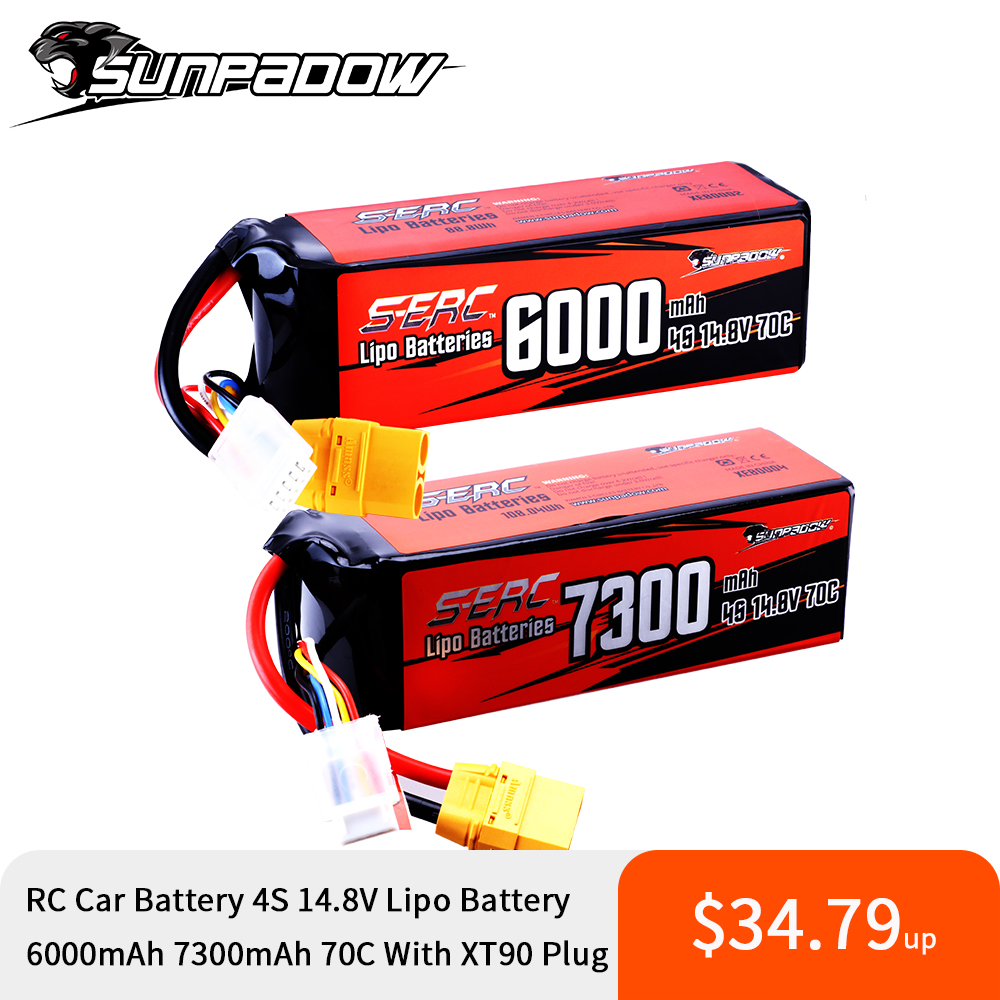 4S Lipo Battery 14.8V 6000Mah - サンパド-バッテリー4s,6000mah,7300ah,70c,14.8v,xt90プラグ付き,車,トラック,タンク,バギー,趣味用