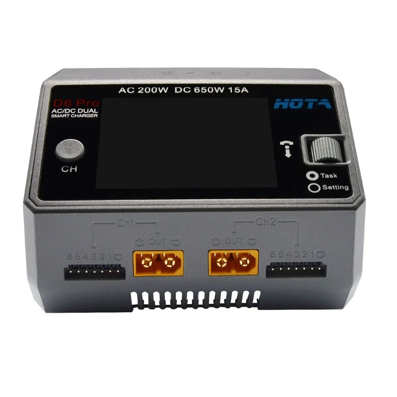 D6 Pro ブラック AC 200W DC 2x325W  - Hota D6 Pro Dual Lipo Charger のレビューと価格